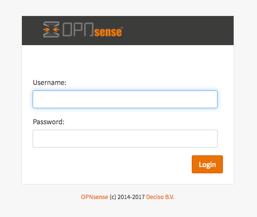 Login screen for OPNSense devices